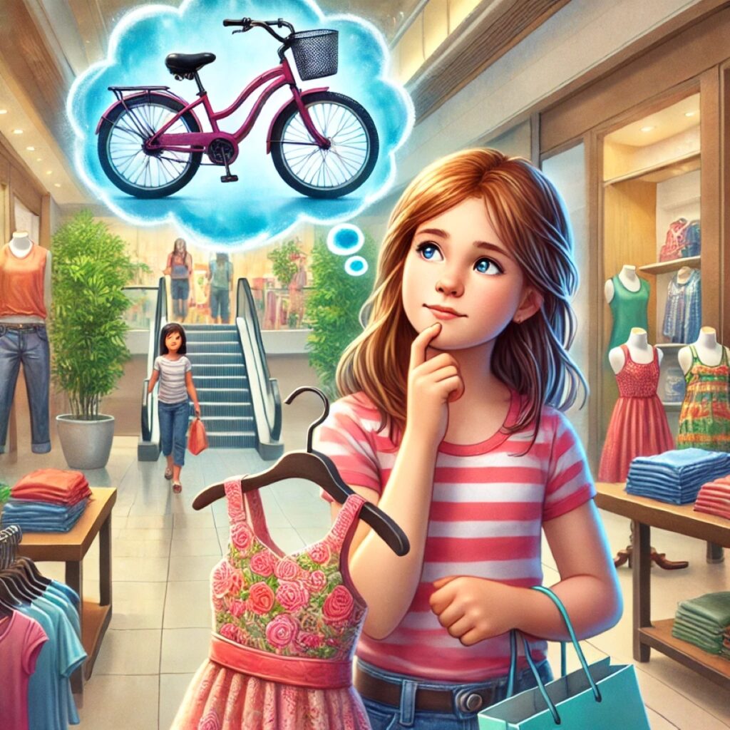 young girl shopping in a mall
